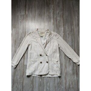 Anthropologie Cartonnier Gauze Blazer White Navy Blue Stripe Button Up Sz XS